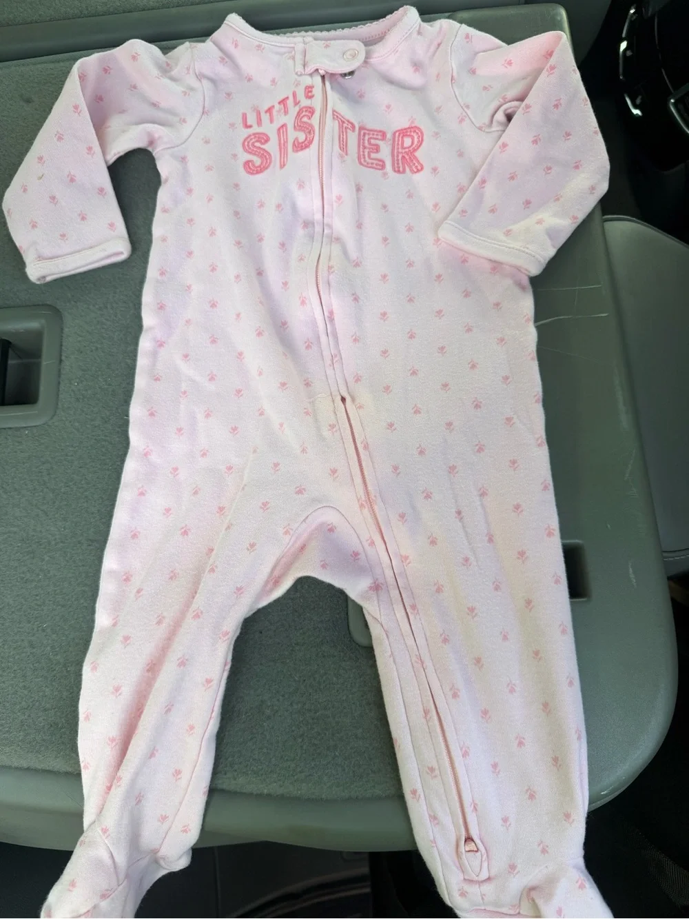 Carters Little Sister Pink Baby One-Piece Footed Sleeper 6-9 Months